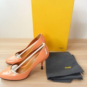 FENDI Pump Womens 37 Nude 6 Patent Leather Cocktail Peach Party Heels ITALY $995
